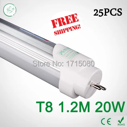 

25pc 4ft Brightness T8 led Tubes 1200mm 20W SMD 2835 Led Bulb lights Fluorescent Tube 4000k AC85~265V Constant Current via FedEx