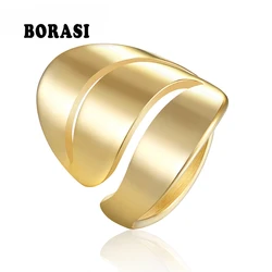 BORASI Elegant Women's Engagement Rings 316L Stainless Steel Big Wings Rings For Female Gold-Color Party Gift Fashion Jewelry