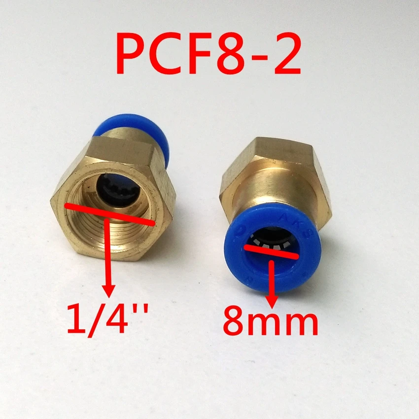 10pcs/lot 8mm Tube 1/4'' Internal Thread Pneumatic Fitting Quick Joint Connector PCF8-2