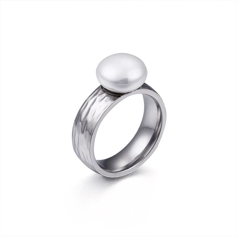 KALEN Fashion Stainless Steel Imitation Pearl Anillos Three Colours Cute/Romantic Finger Rings For Women Jewelry Engagement Gift