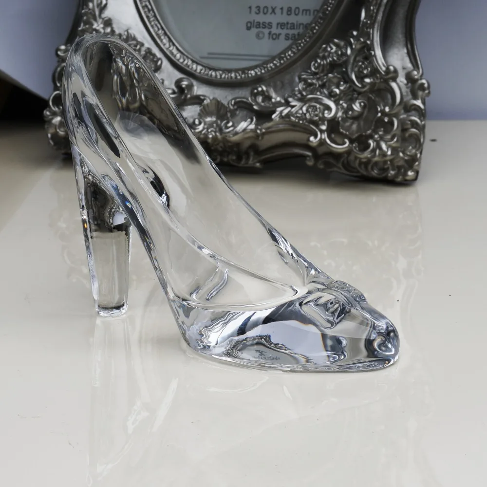 Crystal shoes glass slipper birthday gift home decor Cinderella High-heeled shoes Wedding shoes figurines miniatures ornament image 2