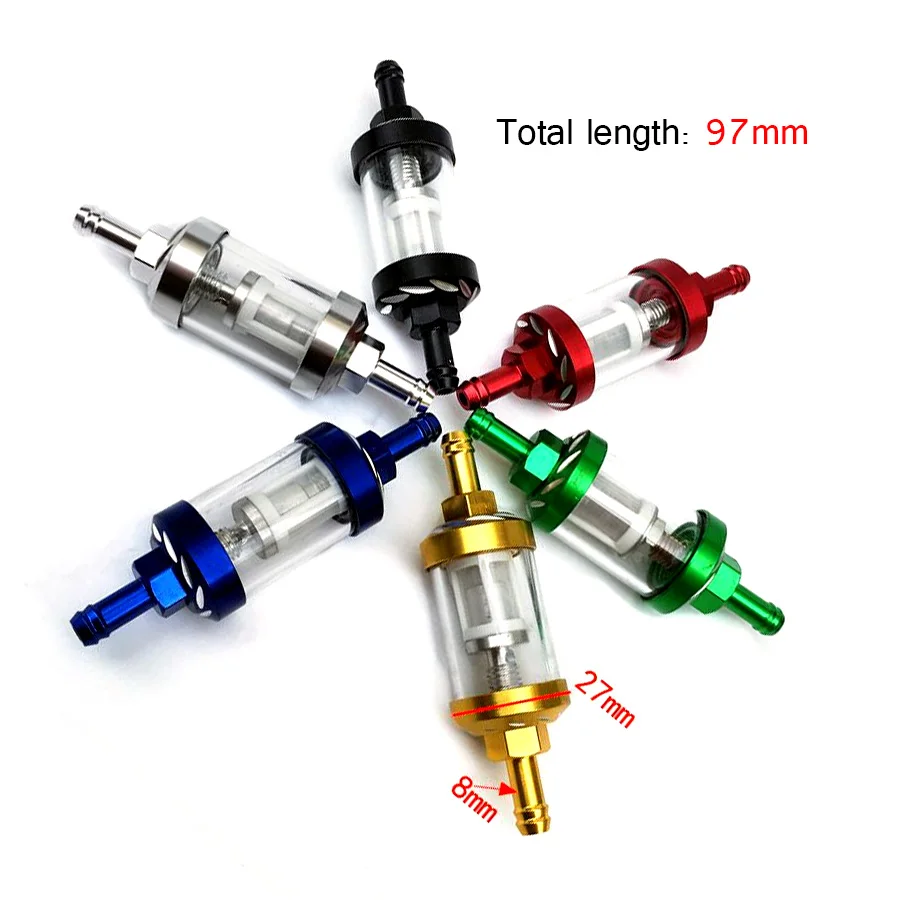 

High Quality 8mm 5/16 Chrome Fuel Filter Car Petrol Diesel Inline Tube Gasoline filter Universal Modified for Harley Motorcycle