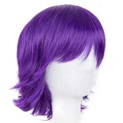 Short Purple Wig Fei-Show Synthetic Heat Resistant Fiber Wavy Hair Women Ladies' Costume Cartoon Role Cos-play Female Hairpiece