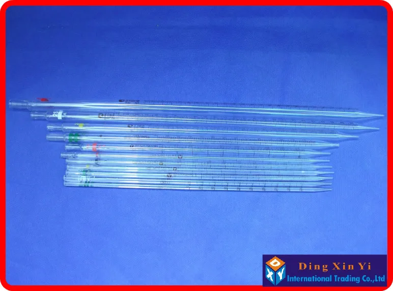 (5 pieces/lot)2ml glass burette,resolution 0.02ml,graduated pipette,Glass measuring Pipette with coding gand