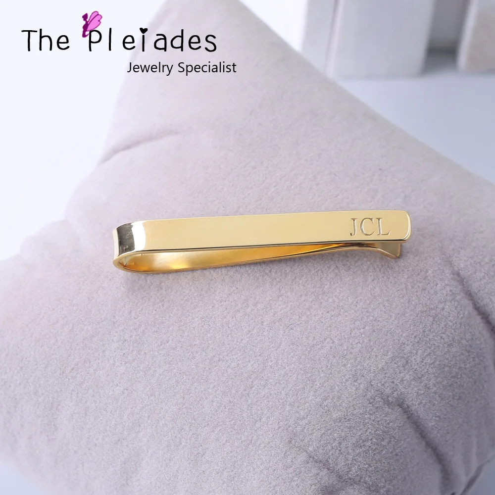 Men's Custom Real S925 Personalized Tie Clip Engraved Name Letter Logo Tie Clip For  Wedding Party Business Jewelry  Decor