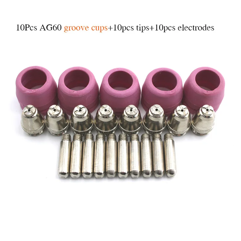 30 Pcs Inverter Dc Lucht Plasma Cutter Ag-60 Snijbrander/Pistool Hoofd Verbruiksartikelen CUT40/50/60A Tips Elektroden Groef Shiled Cups