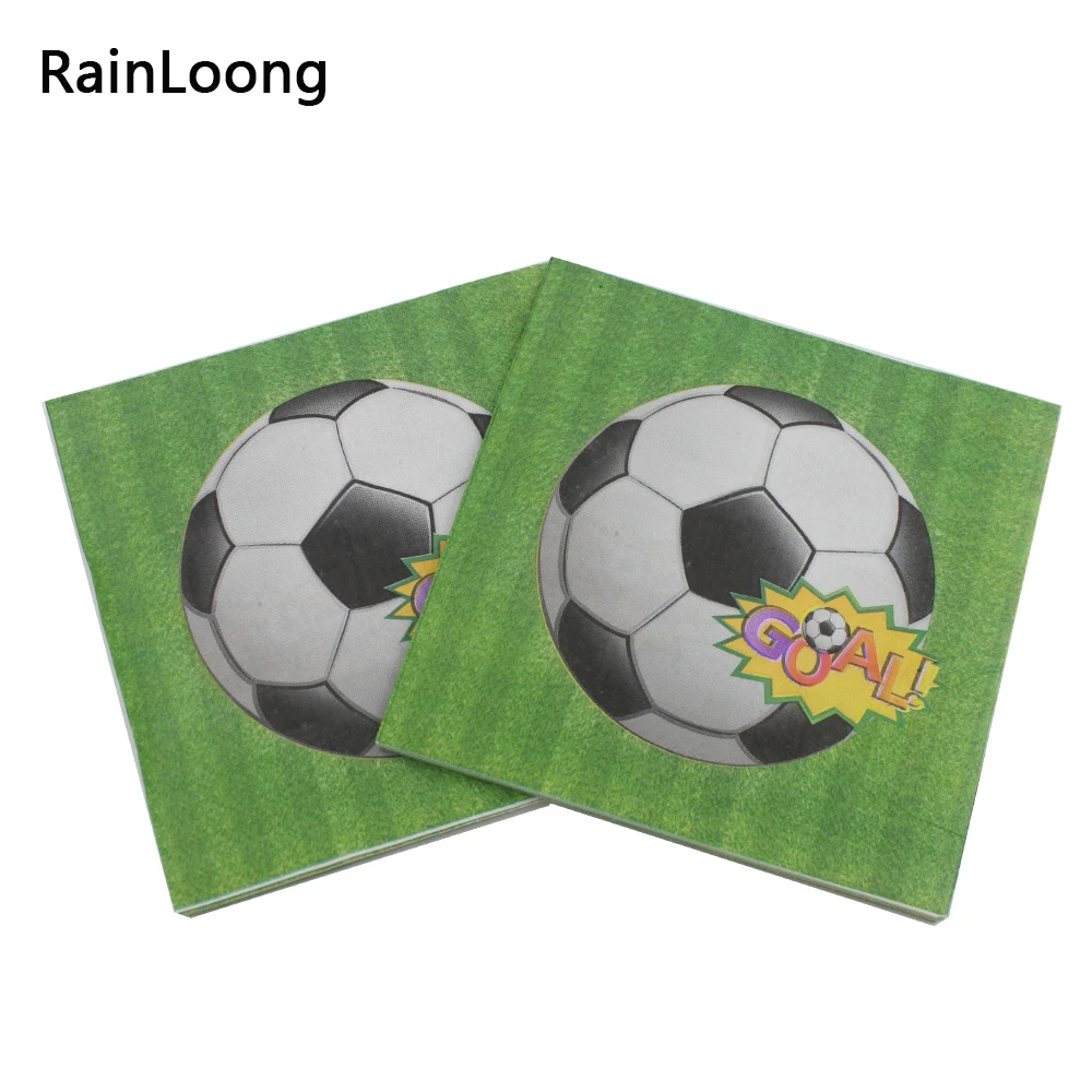 [RainLoong]  Beverage Paper Napkins Football Theme Event & Party Tissue Napkins Decoration Serviettes 33cm*33cm 1 pack