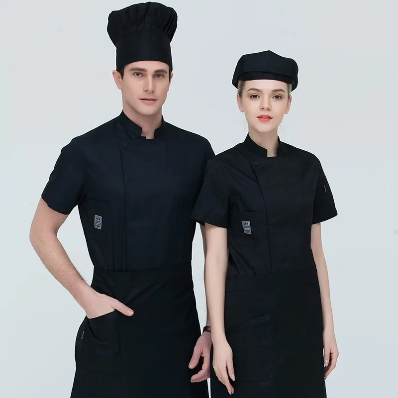 

Chef Overalls Short Sleeve Cook Jacket Summer Kitchen Clothing Hotel Canteen Chef Clothing Breathable Workwear B-6509