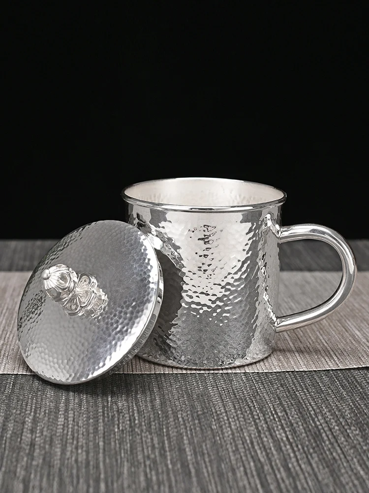 Pure Silver S999 Silver Cup Large Capacity Mug Coffee Cup Silver Tea Cup Water Cup Tea set