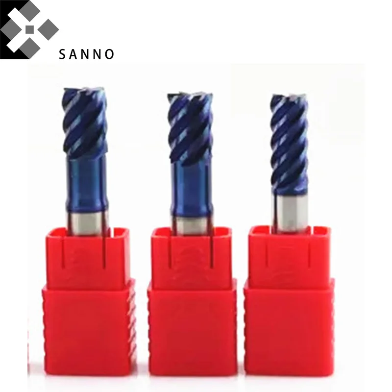 HRC70 Wear-resistant super hardness naco coating end mills 1.0mm-12mm tungsten steel flattened milling cutter