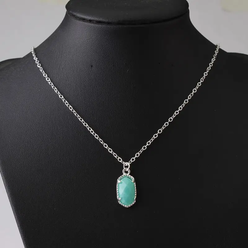 Oval Tiny Small Oval Stone Choker Necklace Oval Stone Collar Pendant Necklace for Women Oval Stone Pendant Collar Necklaces