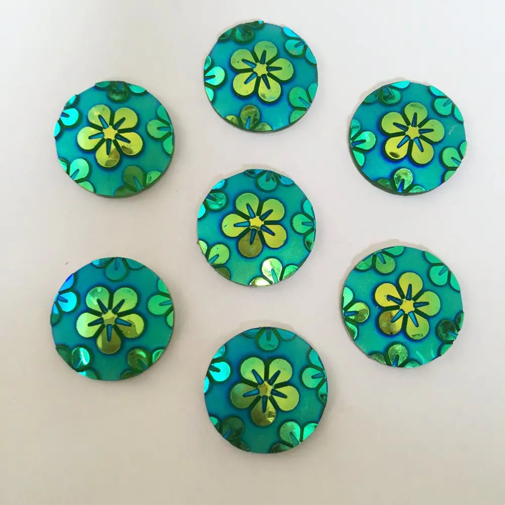 DIY 10pcs 20mm AB Round Resin flower Flatback Wedding Buttons diy craft K05