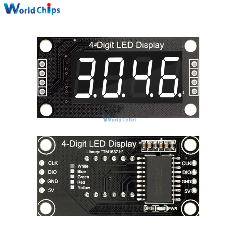 0.36 Inch 0.36" 4-Digit Red/Green/Yellow/Blue/White LED Display Tube Decimal 7 Segments TM1637 Module For Arduino size 30x14mm