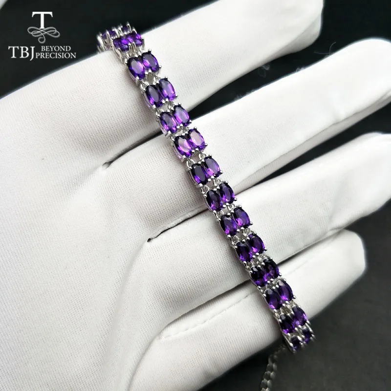 TBJ,100%natural amethyst bracelet made by 925 Solid Sterling Silver Vintage crystal bracelet for woman evening party jewelry