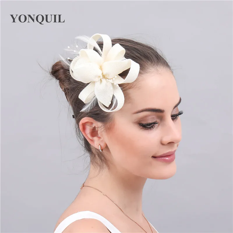 Marron Flower Hair Fascinators Hat Derby Royal Headwear Veils With Loops Hair Accessory Hair Clips Women Lady Wedding Headdress