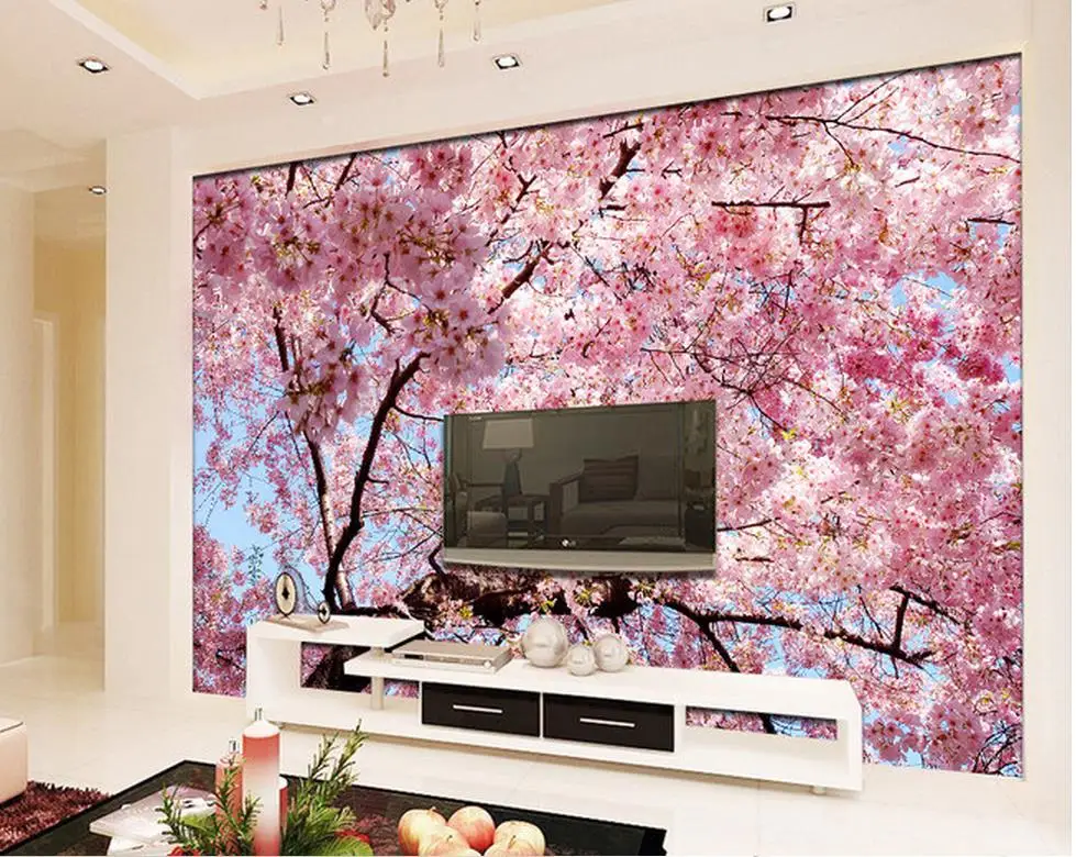 

custom photo wallpaper 3d Sakura TV background wallpaper murals living 3d wallpaper customized wallpaper for walls