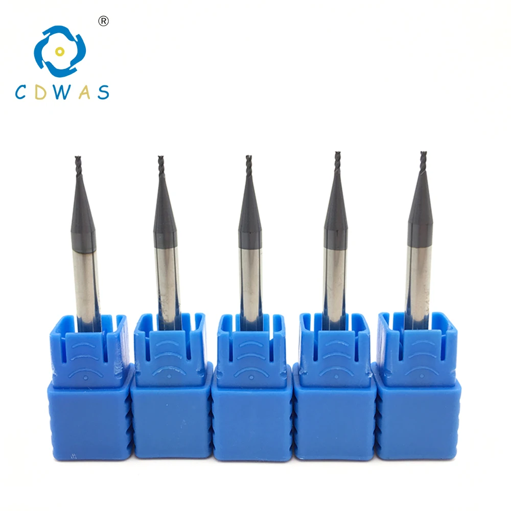 5pcs End mills 4Flute HRC50 diameter 1MM D1X3X4X50L Carbide Cutting Tool Spiral Bit CNC machine milling cutter for metalworking