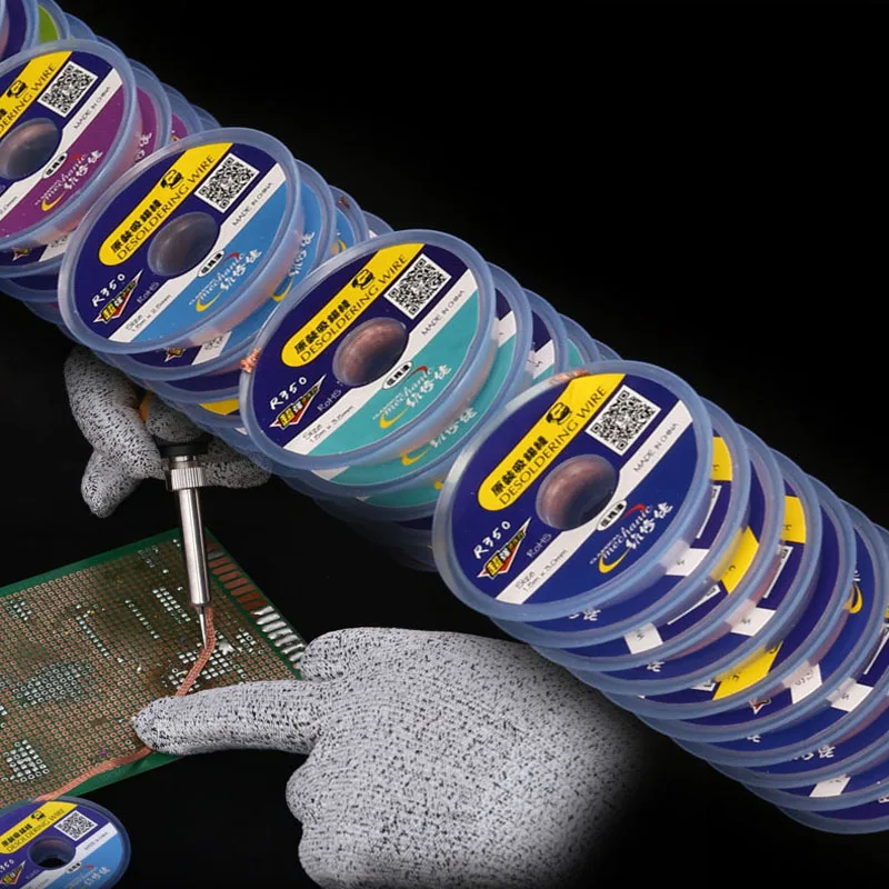 Mechanic solder wick desoldering braid 1.5 2.0 2.5 3.0 3.5mm pcb bga 솔더링 수리 도구 1.5 m 용 구리 와이어 제거