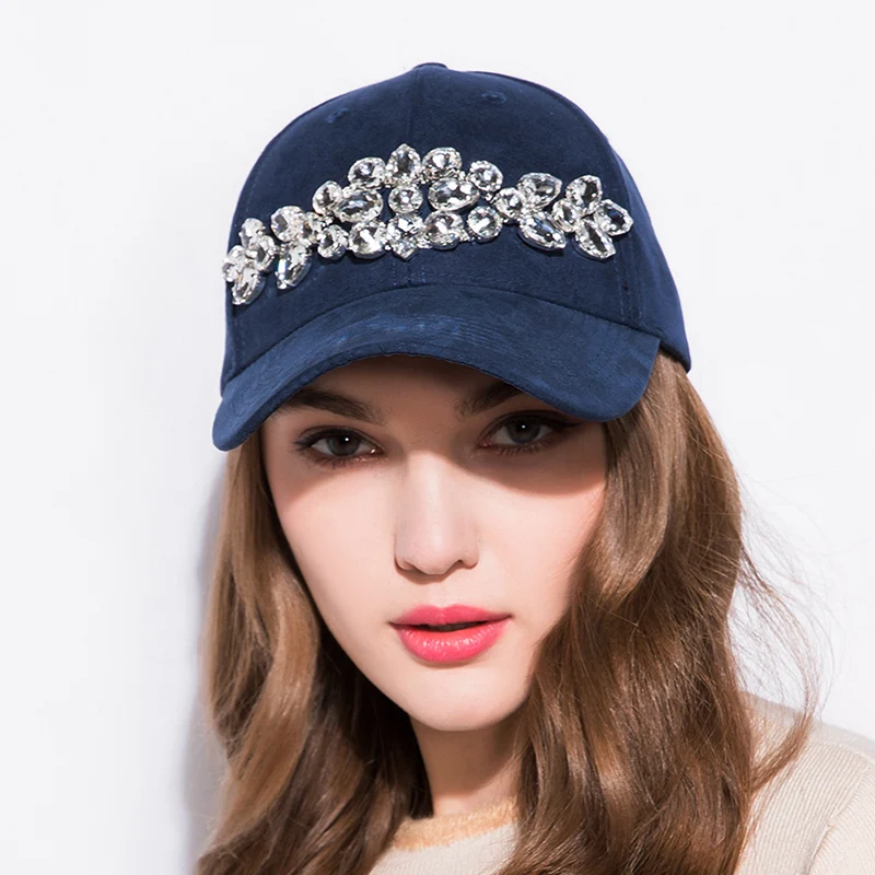 GZHILOVINGL Women's Baseball Cap Manual Flower Snapback Hat Sun Caps Gorra Hip Hop Artificial Rhinestones Hats 70311