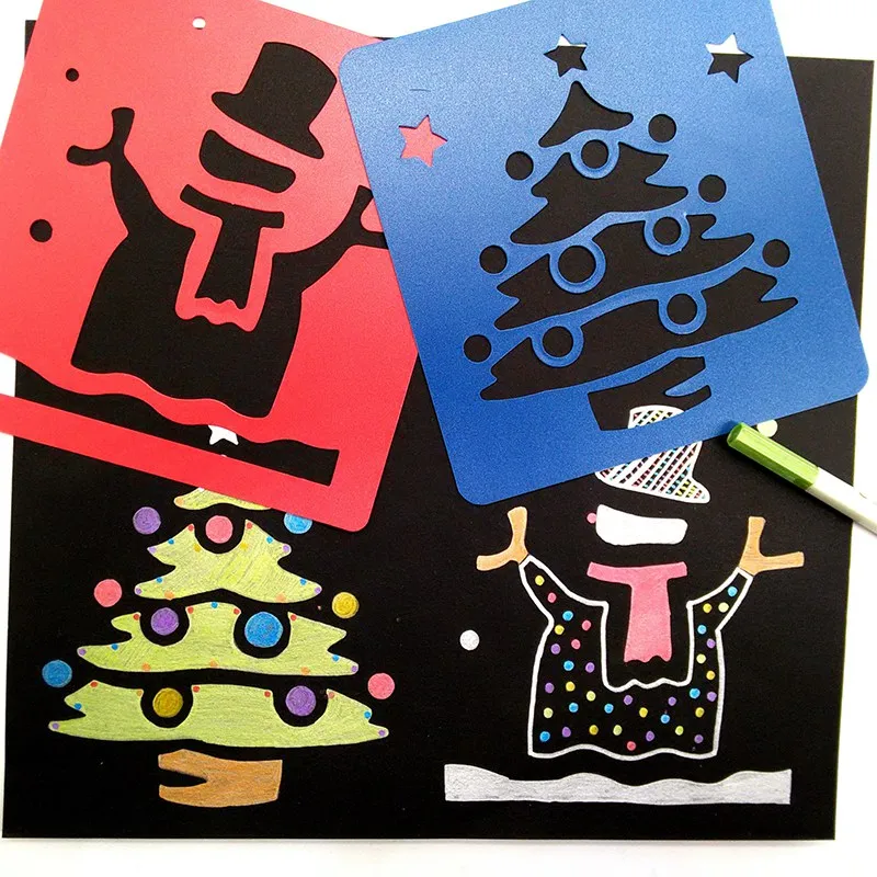6pcs Airbrush Stencils & Templates Drawing Tool Body Paint,Woman Kids Glitter Drawing Templates for Plastic Washable 14*15cm