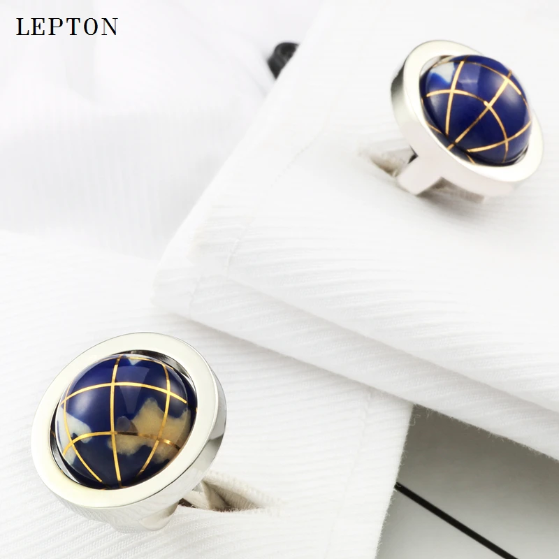 Fashion Novelty Globe Earth Cufflinks For Mens High Quality Rotatable Globe Planet Earth World Map Cuff links Relojes Gemelos