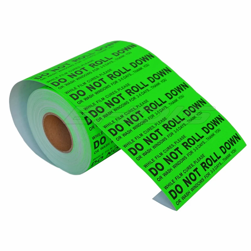 EHDIS 100pcs 125*25mm Adhesive Tape Rope for Packing Warning Car Wrapping DO NOT ROLL DOWN Window Stickers Carbon Tint Film Tool