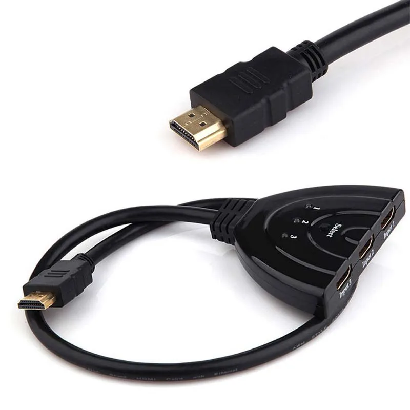 عالية الجودة HDMI Hub 3 Port 1080P ثلاثية الأبعاد HDMI الجلاد موزع فصل المحور مع كابل لتلفزيون الكمبيوتر