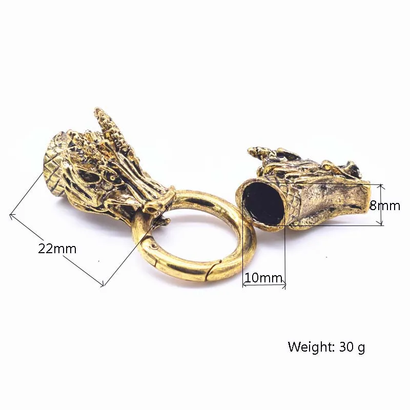 1 set  Retro Dragon head Clasps for Bracelet end connection fastener DIY Jewelry Making Inner Size 8mm