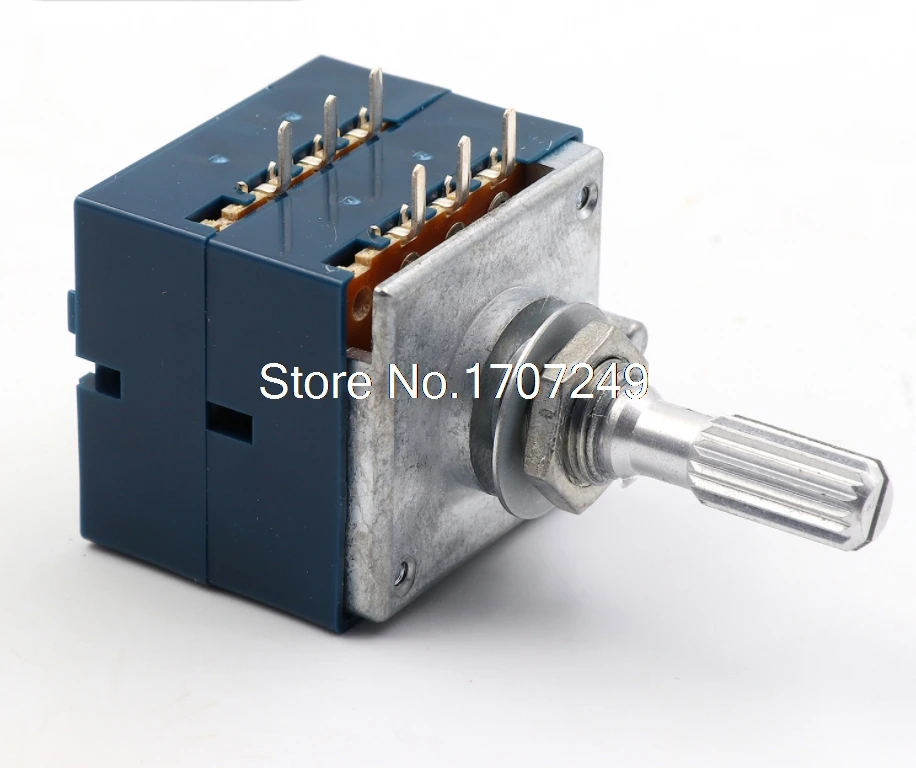 1Pc 10K 20K 50K 100K 250K 500K Japan ALPS RK27 Podwójny potencjometr stereo 10~500KAX2 Wałek radełkowany RK27 Przełącznik obrotowy 6pin