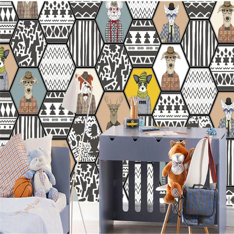 custom Individuality abstract animals Wall paper Home Decoration black and white clothing store large mural wallpaper Stickers