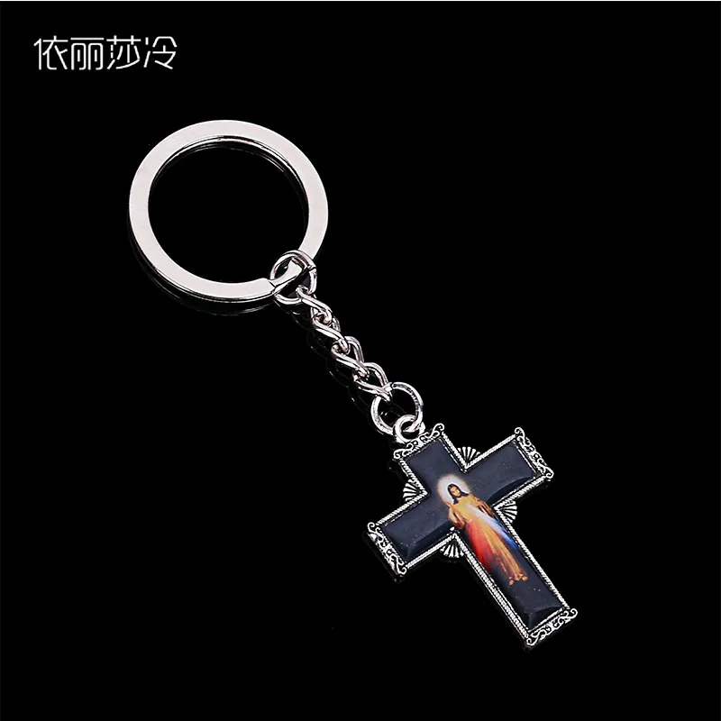 Religious Charm Cross Icon Keychain, Virgin Mary Keychain, Mercy Jesus Keychain, Keyring Pendant Auto Accessories,