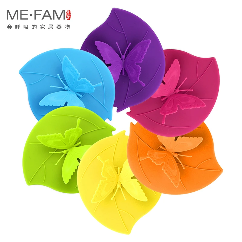 ME.FAM 1 Pieces Cute Fashion 3D Butterfly Leaves Silicone Cup Lid 10.5 cm Seal Dust-proof Cover For Glass Ceramic Plastic Mug