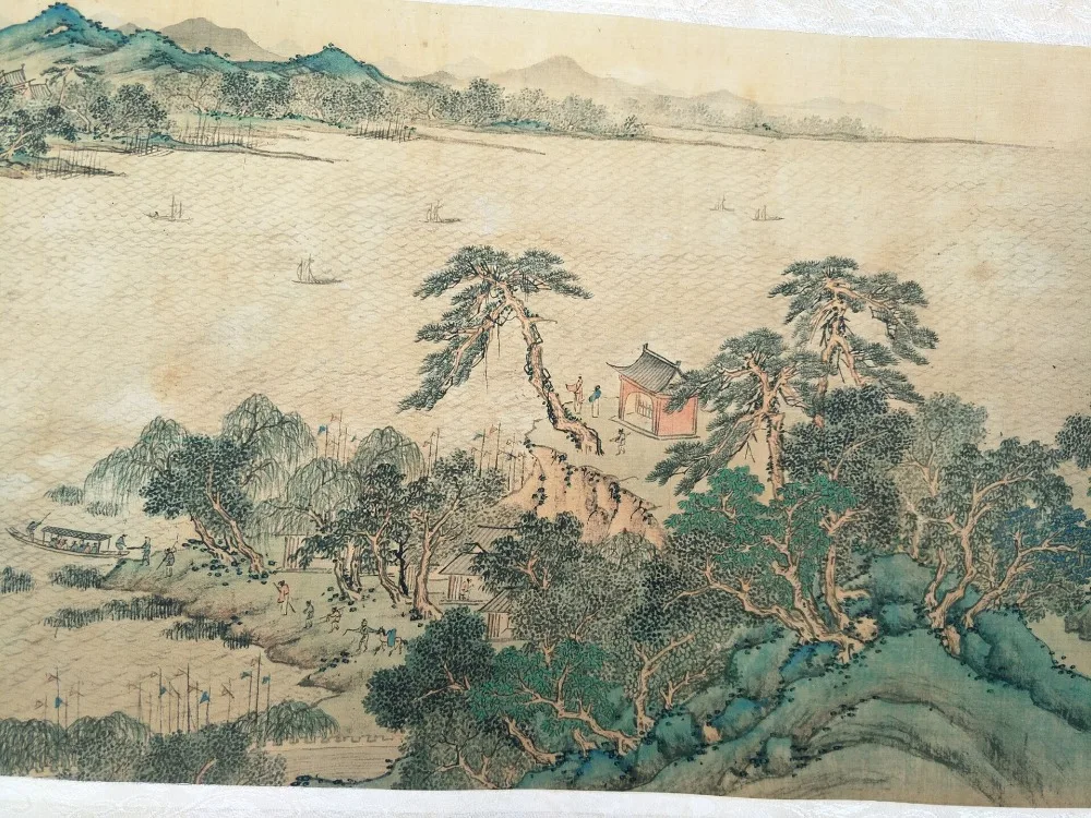 Hand-painted Chinese paintings, picture the long axis of the Qing Dynasty in China,Chinese landscape scenery,10.5m(long)