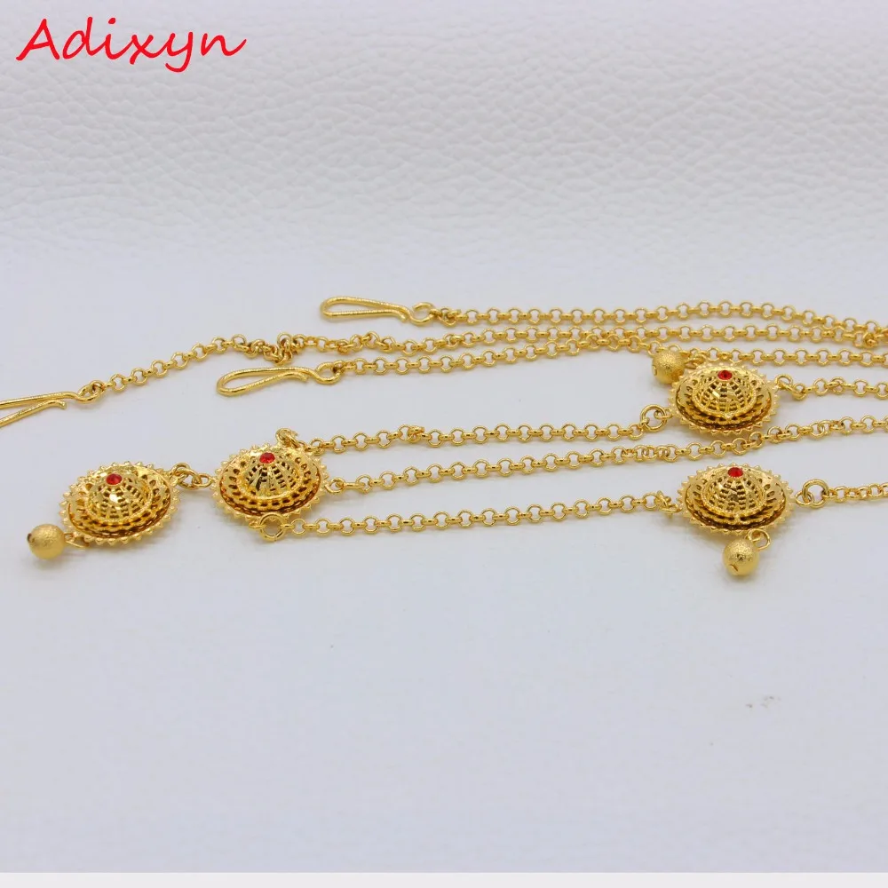 Adixyn Red Stone Forehead Pieces Ethiopian Head Chain Gold Color Hair Pice Jewelry Habesha Wedding Gifts N-12214