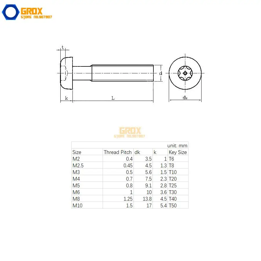 M4 304 Stainless Steel Security Torx Button Head Machine Screw