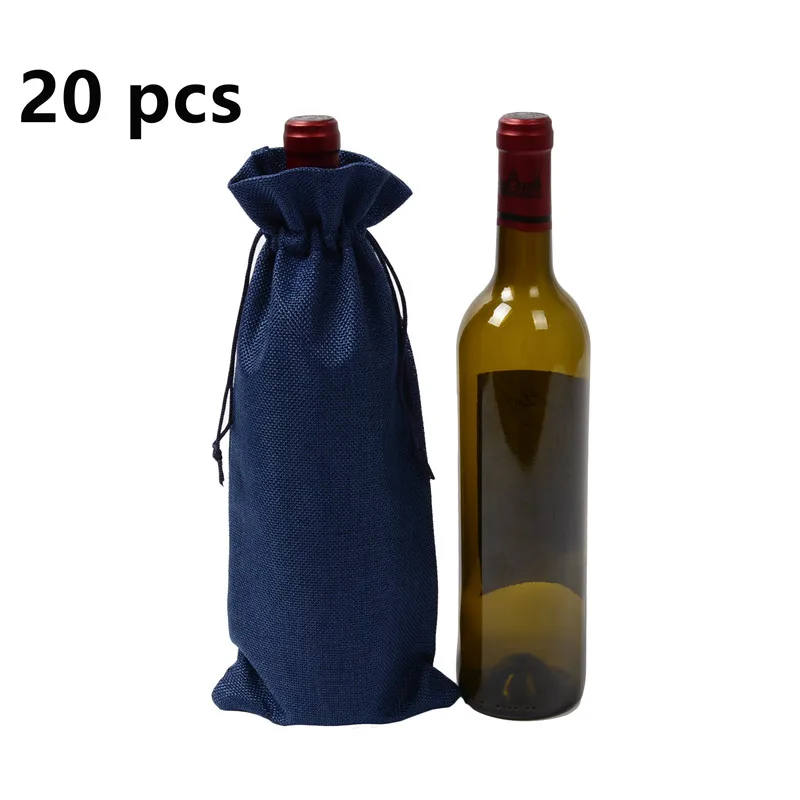 

20pcs Multi-color Optional Durable Jute Wine Bags Non-woven Fabric Red Wine Bottle