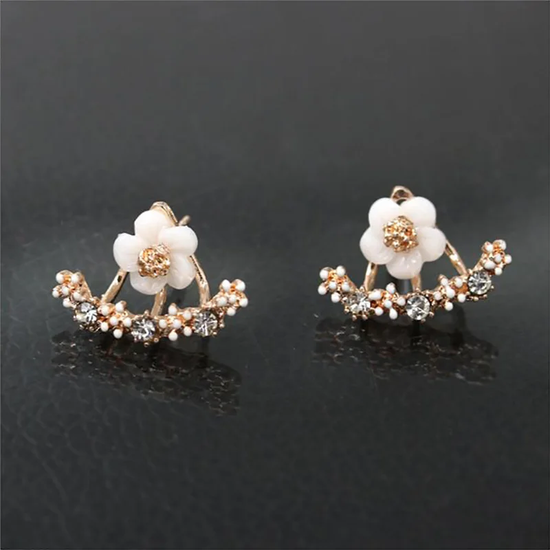 Korean Fashion Daisies Stud Earrings Temperament Simple Flower Double Sided Earrings For Women Statement Jewelry Studs