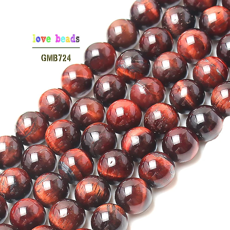 wholesale Natural Stone Beads Red Tiger Eye Round Loose Beads For Jewelry Making 15.5\