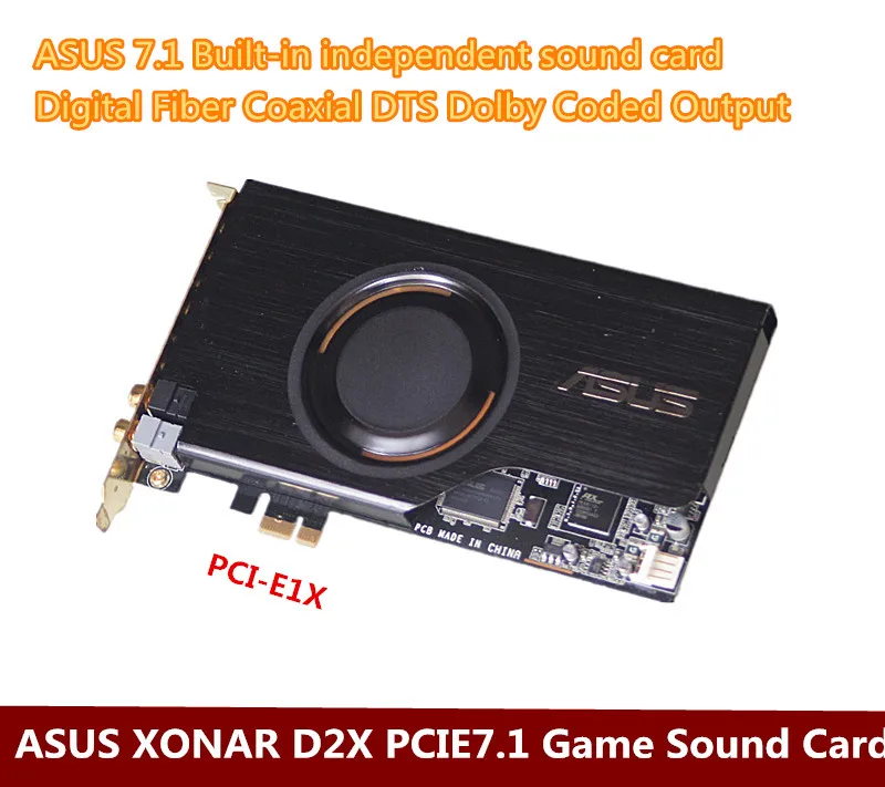 Original ASUS XONAR D2X Built-in independent sound card DTS Fiber Coaxial PCI-E 7.1 Vocal tract Music Game Sound Card