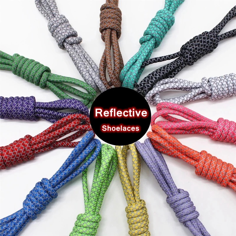 1Pair 3M Reflective Shoe laces Round Sneakers ShoeLaces Kids Adult Outdoor Sports Shoelaces Length 100 120 140 160CM 19 Colors