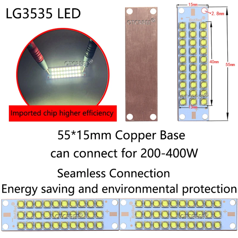 50W100W150W Korea LG3535 Cold Neutral Warm White LED COB Bulbs Chip Diode 55*15mm Copper Base