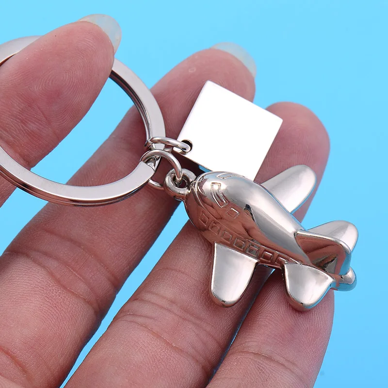 High Quality 2 Pieces/Lot Alloy Exquisite Small Keychain Aircraft Airplane Vessel Model Key Ring Key Chains For Gifts