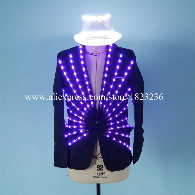 Newest Led Luminous Ballroom Costume LED Light Up Growing Stage performance DJ Singer Dancer Clothes For Nightclub Bar KTV