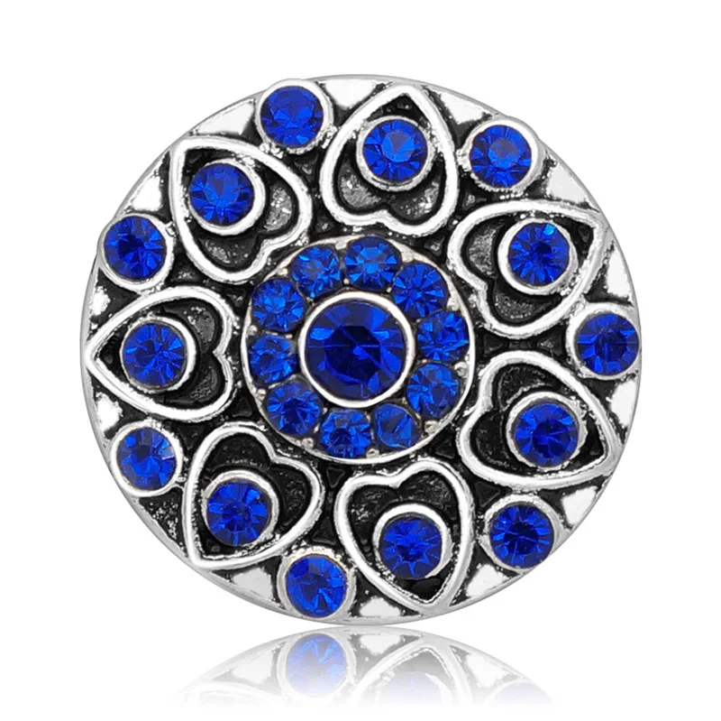 New KZ3070 Beauty Charm Colorful Hearts Flowers rhinestone 18MM Metal snap buttons for DIY snap jewelry wholesale