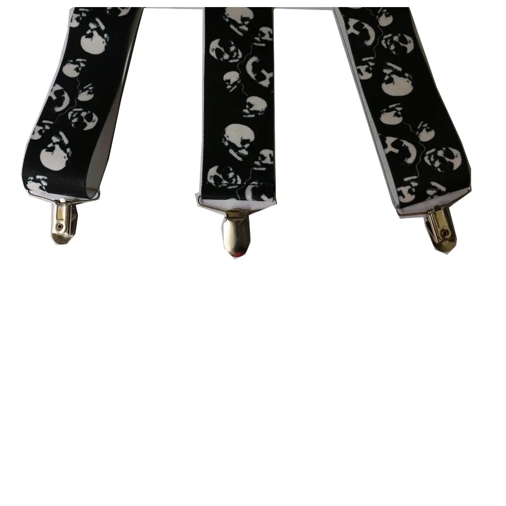 HUOBAO New Black Punk 5cm Wide Skull Suspenders For Mens