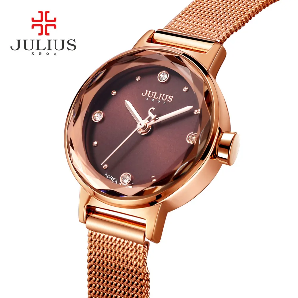 2017 New JULIUS Womens Watch Top Brand Gold Steel Mesh Belt Bracelet Hour Clock Montre Femme Reloj Mujer Erkek Kol Saati JA-917