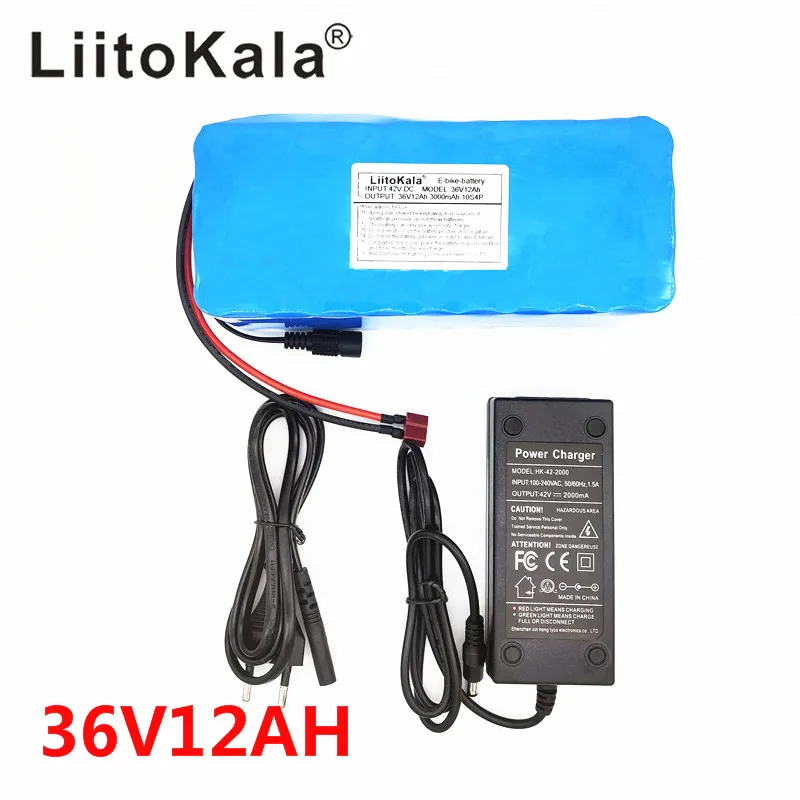 NEW LiitoKala 36V 12AH Electric Bicycle Battery Built In Lithium Battery BMS 20A 36 Volt With 2A Battery Charge Ebike