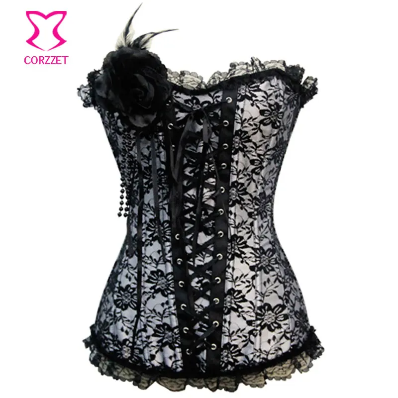 

Corzzet Victorian Sexy Floral Overbust Corsets Bustier Burlesque Tight Lacing Corset Gothic Styles Clothing Korsett For Women