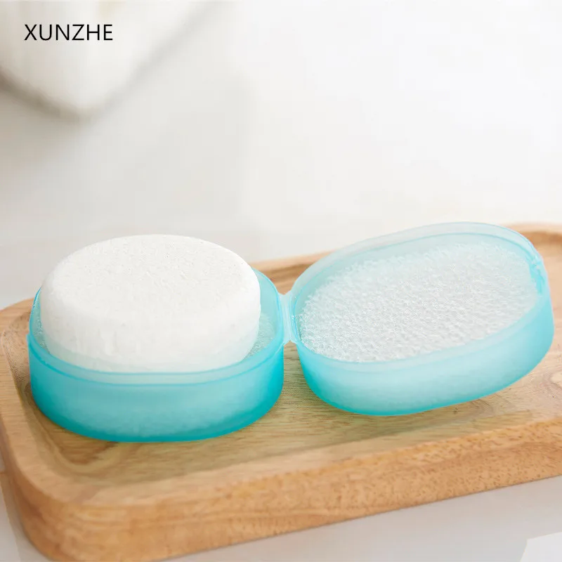 XUNZHE Round transparent plastic soap box Sponge soap holder Home Bathroom Accessories Set Soap edition fashion soap box