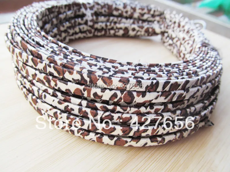 8pcs 5mm metal headband/hairband wrapped leopard print color satin ribbon HB0003